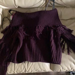 Never worn off the shoulder fringe sweater